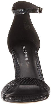 Madden Girl Women's Beella Heeled Sandal, Black Fabric, 6.5