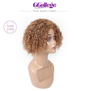 Ccollege Curly Short Wigs Remy Brazilian Hair Wig Bob