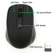 Zougougo USB Wireless Adjustable Optical Office Mouse