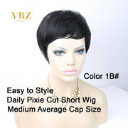 VRZ Pixie Cut Short Bob Human Hair Full Wig