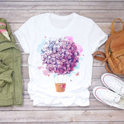 BONJEAN Floral Flower Fashion Lady T-shirts