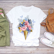 BONJEAN Floral Flower Fashion Lady T-shirts