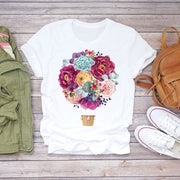 BONJEAN Floral Flower Fashion Lady T-shirts