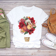 BONJEAN Floral Flower Fashion Lady T-shirts