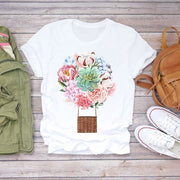 BONJEAN Floral Flower Fashion Lady T-shirts