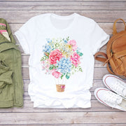 BONJEAN Floral Flower Fashion Lady T-shirts