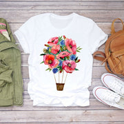 BONJEAN Floral Flower Fashion Lady T-shirts