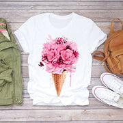 BONJEAN Floral Flower Fashion Lady T-shirts